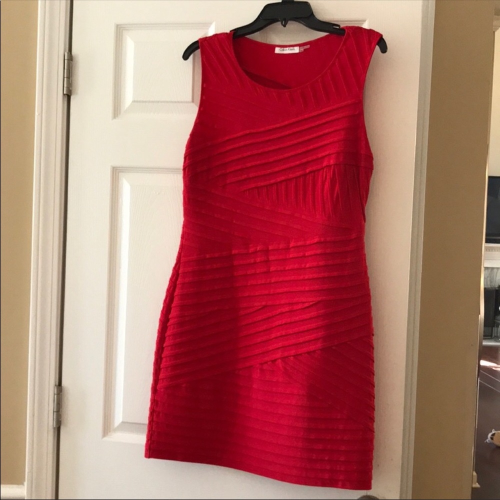 Calvin Klein red cocktail dress